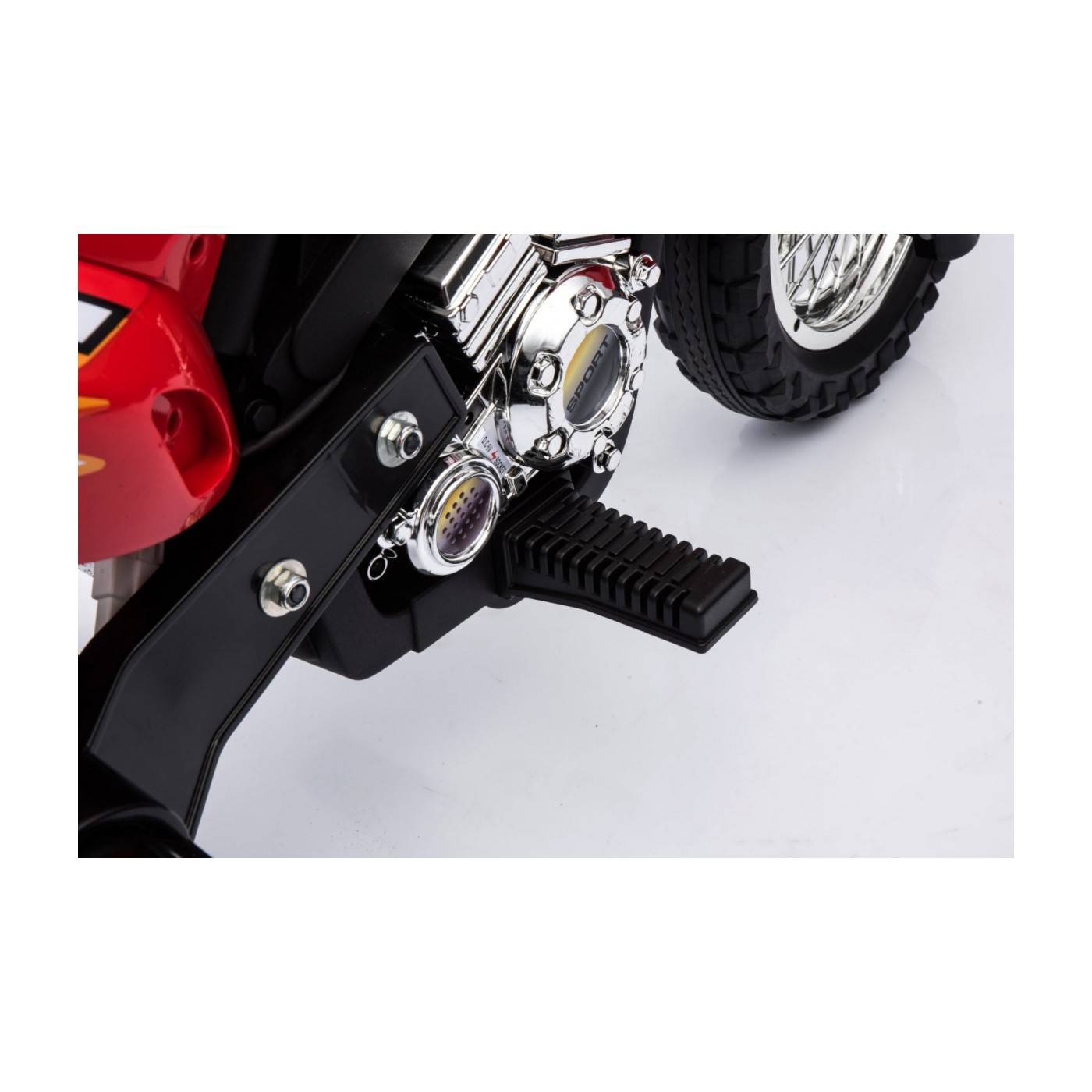 Motorka Cross pre deti Vozidlo na batériu Červený + Pomocné kolesá + Zvuky LED