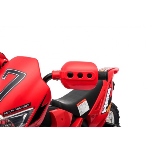 Motorka Cross pre deti Vozidlo na batériu Červený + Pomocné kolesá + Zvuky LED
