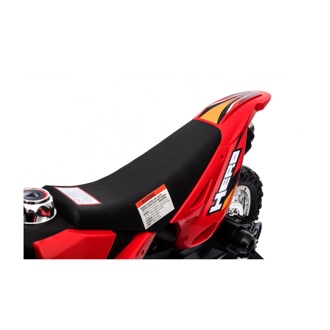 Motorka Cross pre deti Vozidlo na batériu Červený + Pomocné kolesá + Zvuky LED