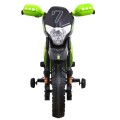 Motorka Cross pre deti Vozidlo na batériu Zelený + Pomocné kolesá + Zvuky LED