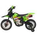 Motorka Cross pre deti Vozidlo na batériu Zelený + Pomocné kolesá + Zvuky LED