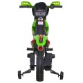 Motorka Cross pre deti Vozidlo na batériu Zelený + Pomocné kolesá + Zvuky LED