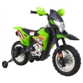 Motorka Cross pre deti Vozidlo na batériu Zelený + Pomocné kolesá + Zvuky LED