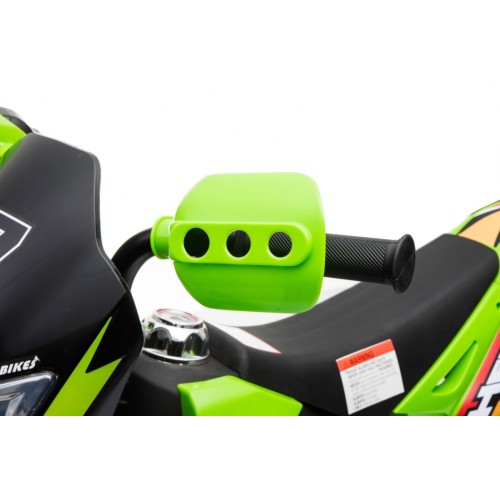 Motorka Cross pre deti Vozidlo na batériu Zelený + Pomocné kolesá + Zvuky LED