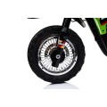 Motorka Cross pre deti Vozidlo na batériu Zelený + Pomocné kolesá + Zvuky LED