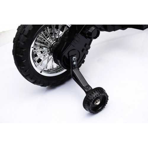 Motorka Cross pre deti Vozidlo na batériu Zelený + Pomocné kolesá + Zvuky LED