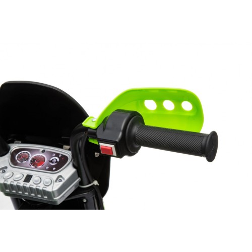 Motorka Cross pre deti Vozidlo na batériu Zelený + Pomocné kolesá + Zvuky LED