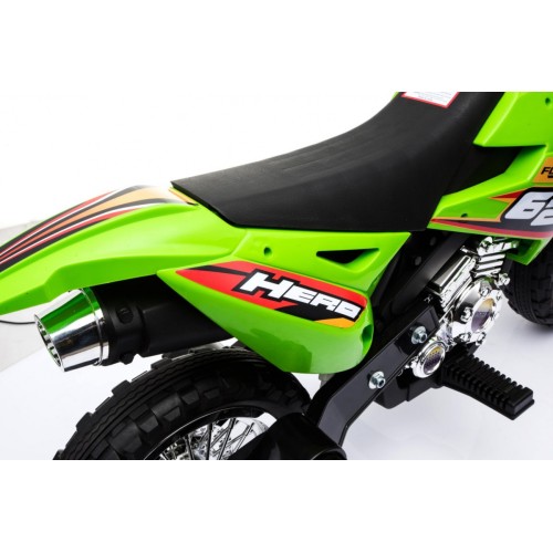 Motorka Cross pre deti Vozidlo na batériu Zelený + Pomocné kolesá + Zvuky LED