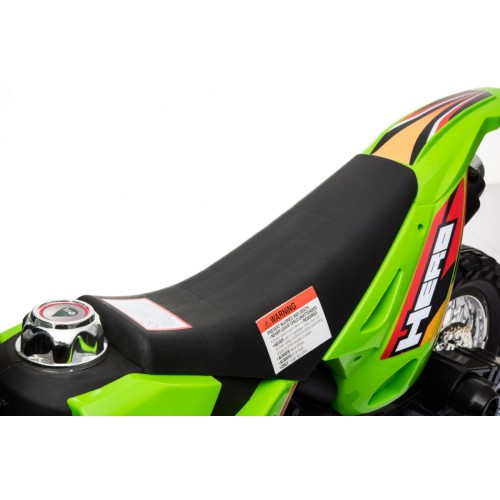 Motorka Cross pre deti Vozidlo na batériu Zelený + Pomocné kolesá + Zvuky LED