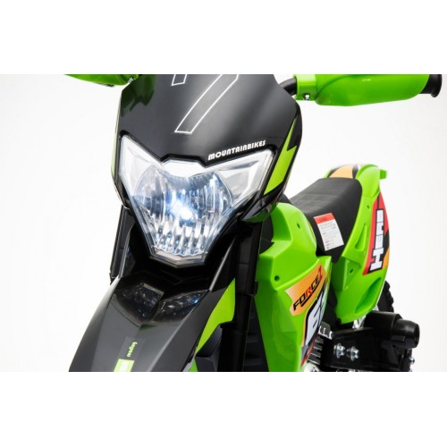 Motorka Cross pre deti Vozidlo na batériu Zelený + Pomocné kolesá + Zvuky LED