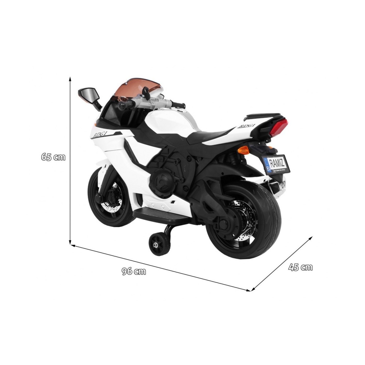 Motorka R1 Superbike elektrický pre deti Biely + Pomocné kolesá + Klaksón + Svetlá LED