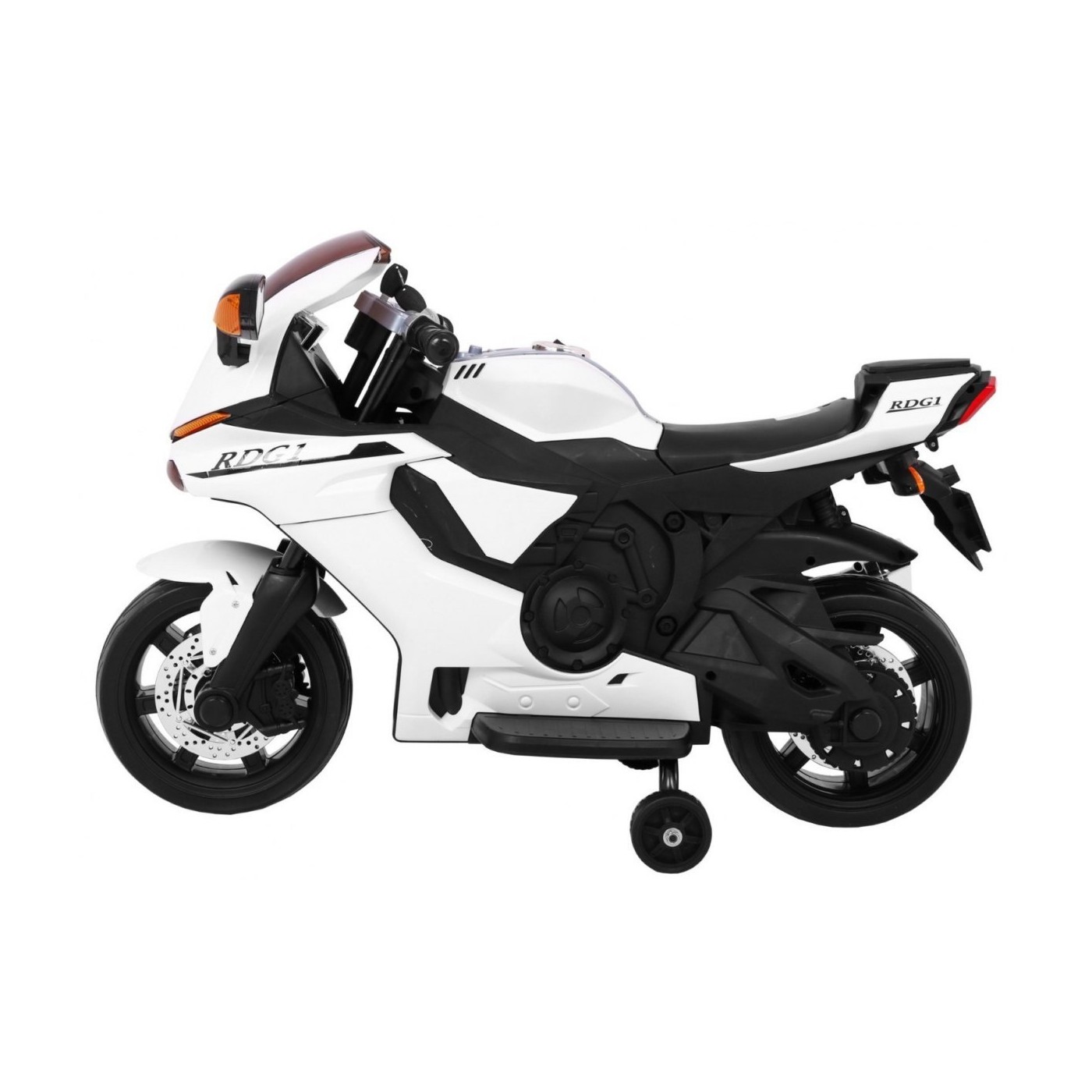 Motorka R1 Superbike elektrický pre deti Biely + Pomocné kolesá + Klaksón + Svetlá LED