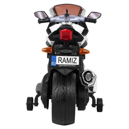 Motorka R1 Superbike elektrický pre deti Biely + Pomocné kolesá + Klaksón + Svetlá LED