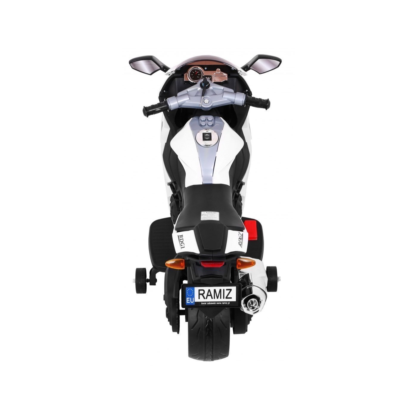 Motorka R1 Superbike elektrický pre deti Biely + Pomocné kolesá + Klaksón + Svetlá LED