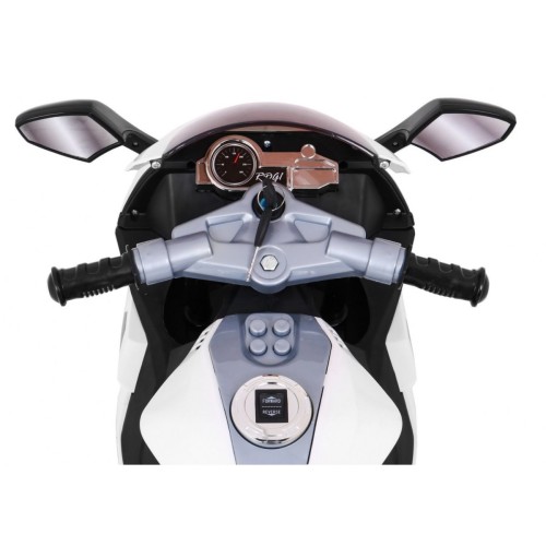 Motorka R1 Superbike elektrický pre deti Biely + Pomocné kolesá + Klaksón + Svetlá LED