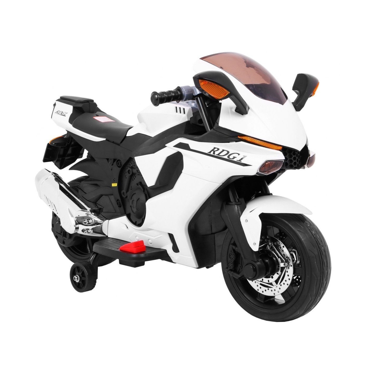 Motorka R1 Superbike elektrický pre deti Biely + Pomocné kolesá + Klaksón + Svetlá LED