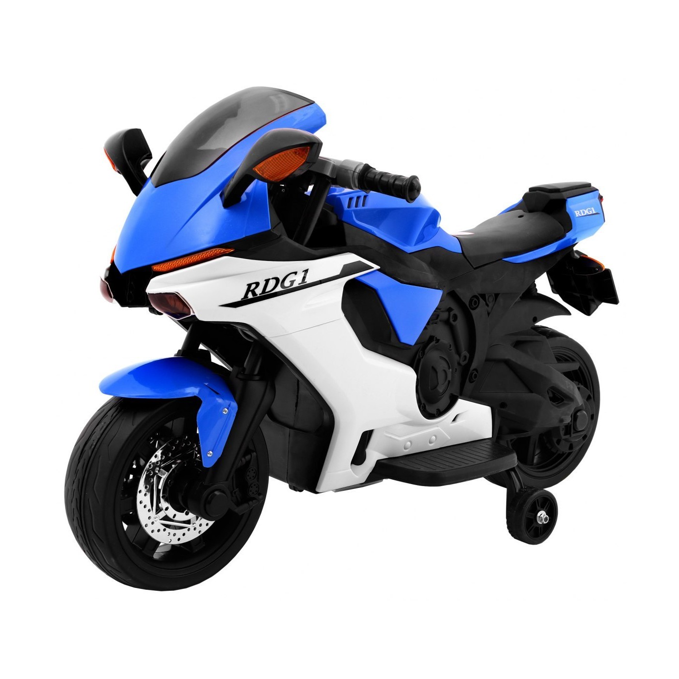 Motorka R1 Superbike elektrický pre deti Modrý + Pomocné kolesá + Klaksón + Svetlá LED