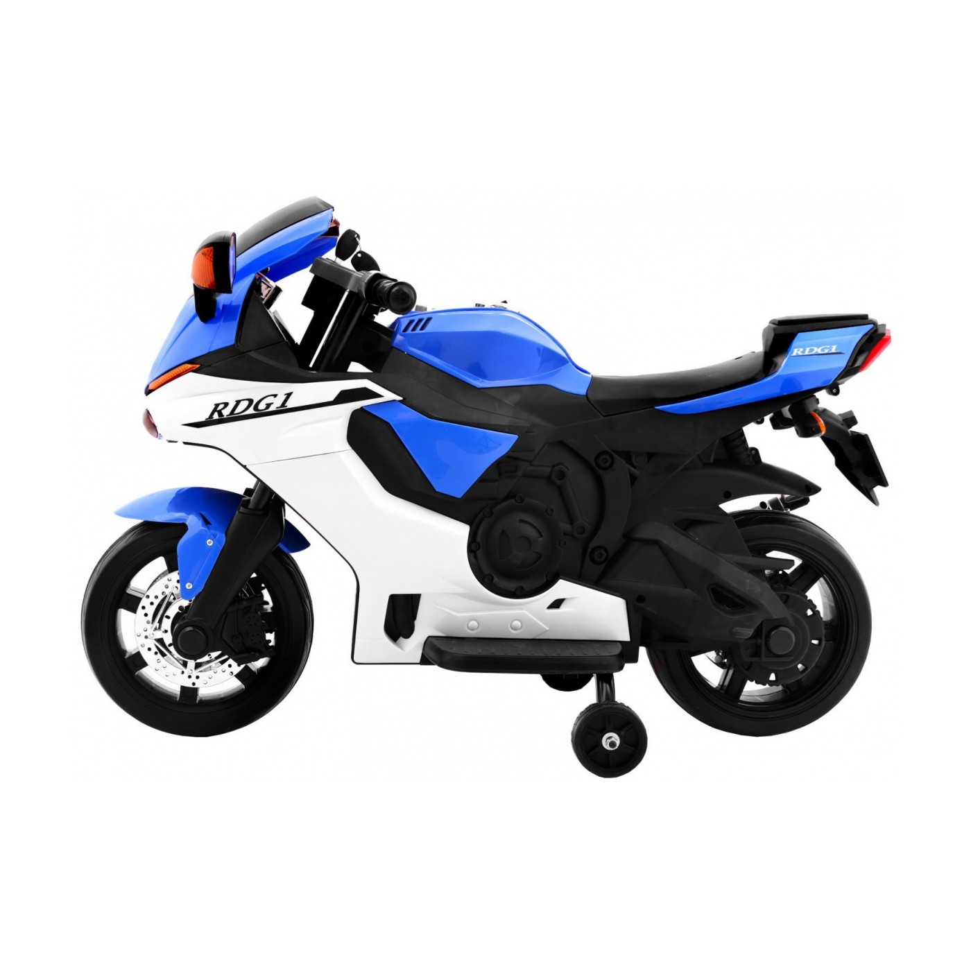 Motorka R1 Superbike elektrický pre deti Modrý + Pomocné kolesá + Klaksón + Svetlá LED