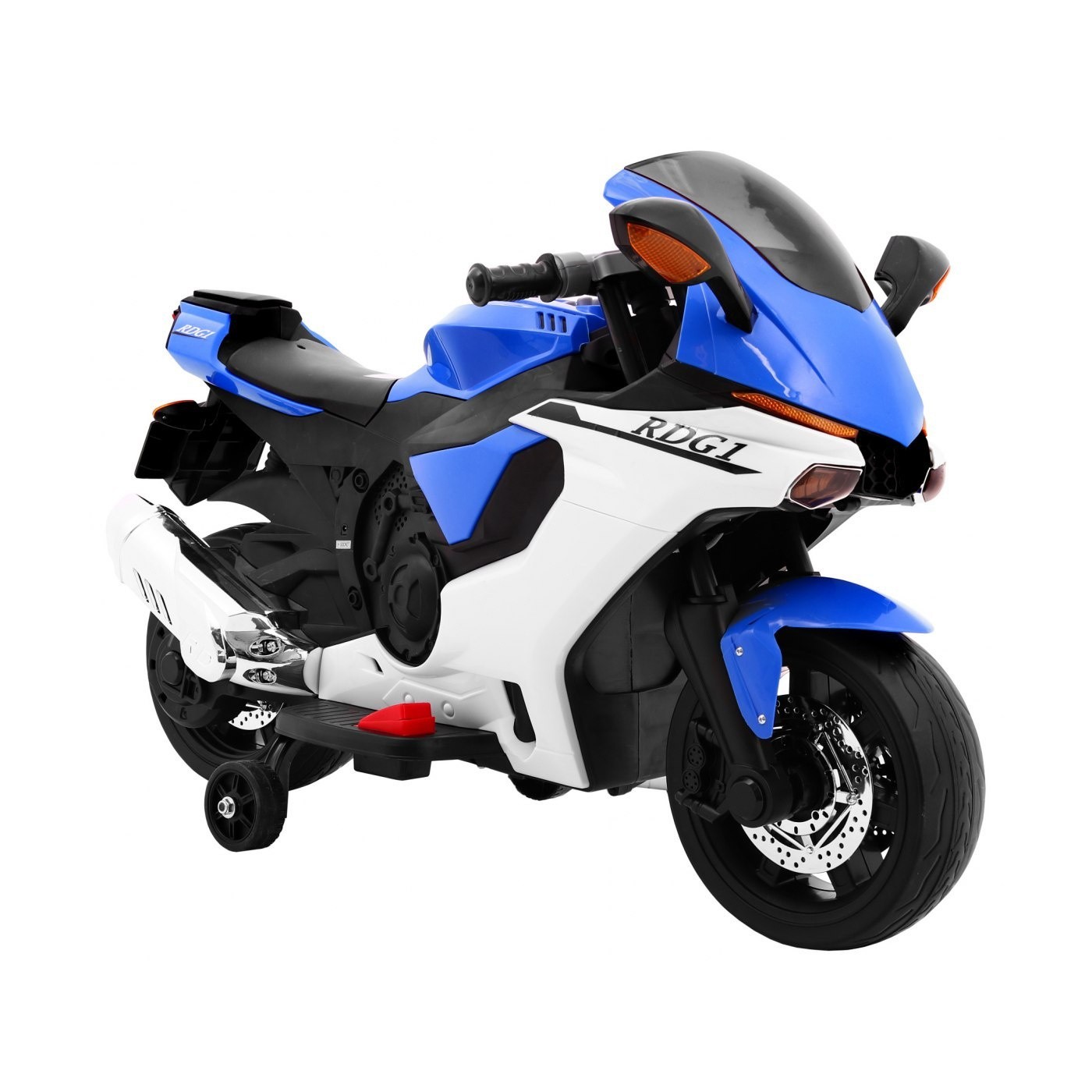 Motorka R1 Superbike elektrický pre deti Modrý + Pomocné kolesá + Klaksón + Svetlá LED