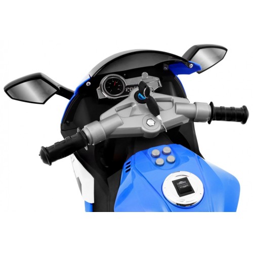 Motorka R1 Superbike elektrický pre deti Modrý + Pomocné kolesá + Klaksón + Svetlá LED