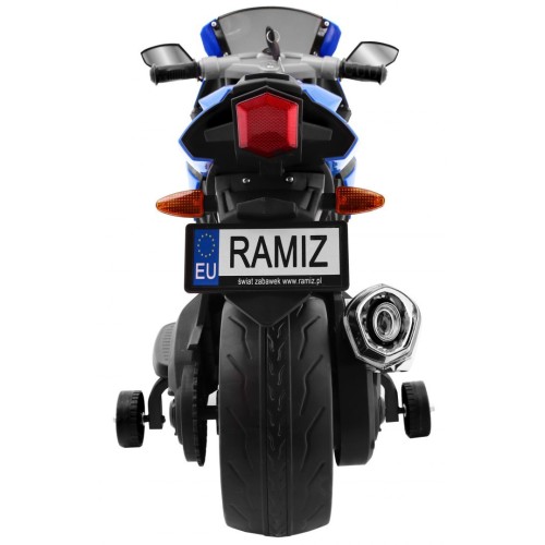 Motorka R1 Superbike elektrický pre deti Modrý + Pomocné kolesá + Klaksón + Svetlá LED