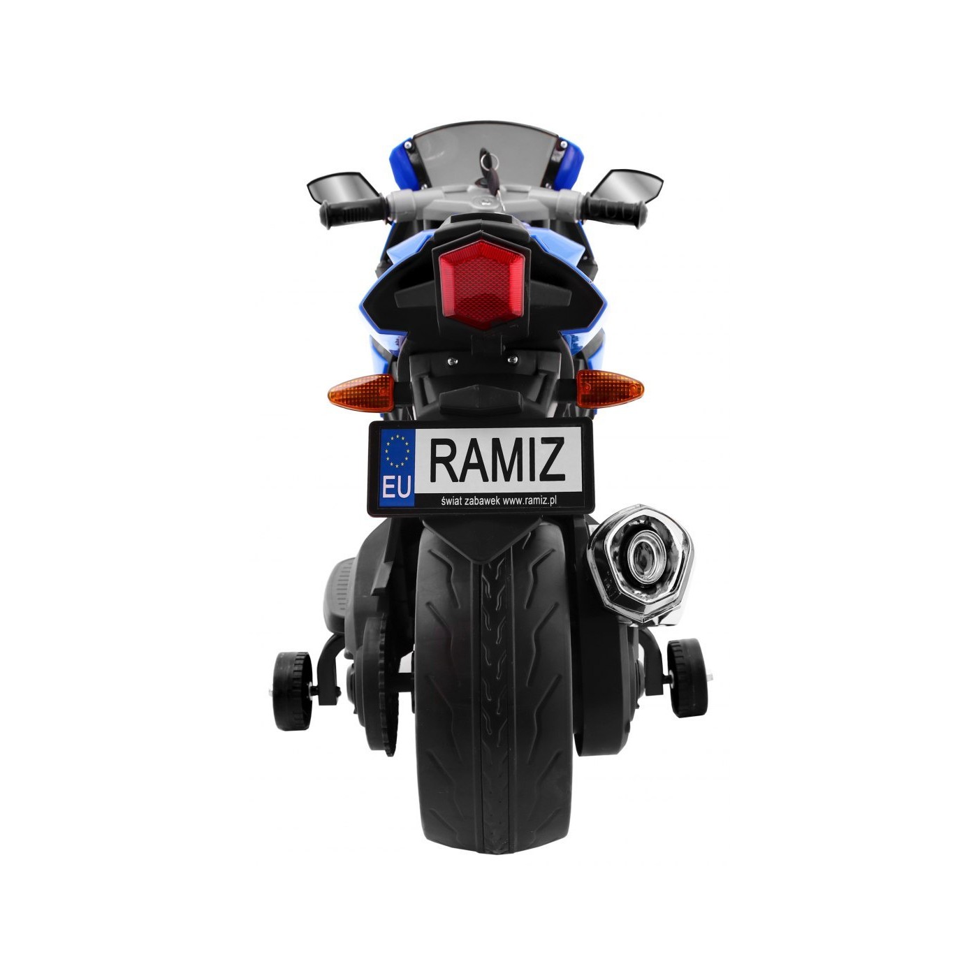 Motorka R1 Superbike elektrický pre deti Modrý + Pomocné kolesá + Klaksón + Svetlá LED