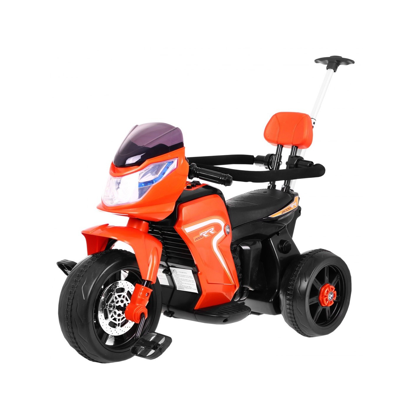 Motorka elektrická Bicykel Penová rukoväť na tlačenie 3v1 pre deti Oranžová + Audio LED