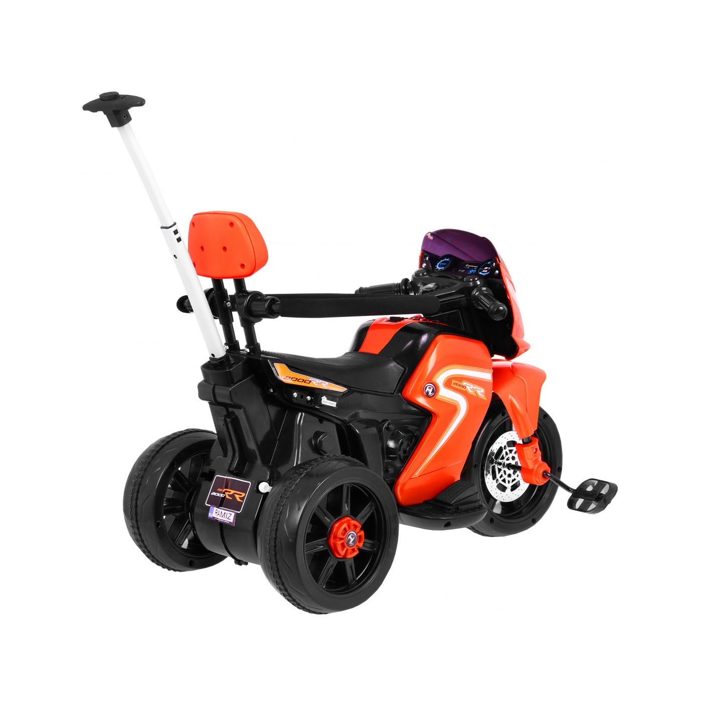 Motorka elektrická Bicykel Penová rukoväť na tlačenie 3v1 pre deti Oranžová + Audio LED