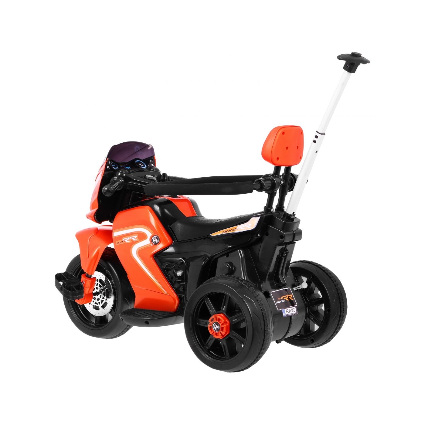 Motorka elektrická Bicykel Penová rukoväť na tlačenie 3v1 pre deti Oranžová + Audio LED