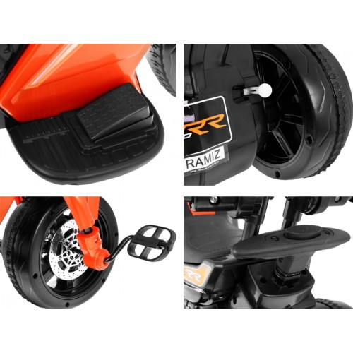 Motorka elektrická Bicykel Penová rukoväť na tlačenie 3v1 pre deti Oranžová + Audio LED