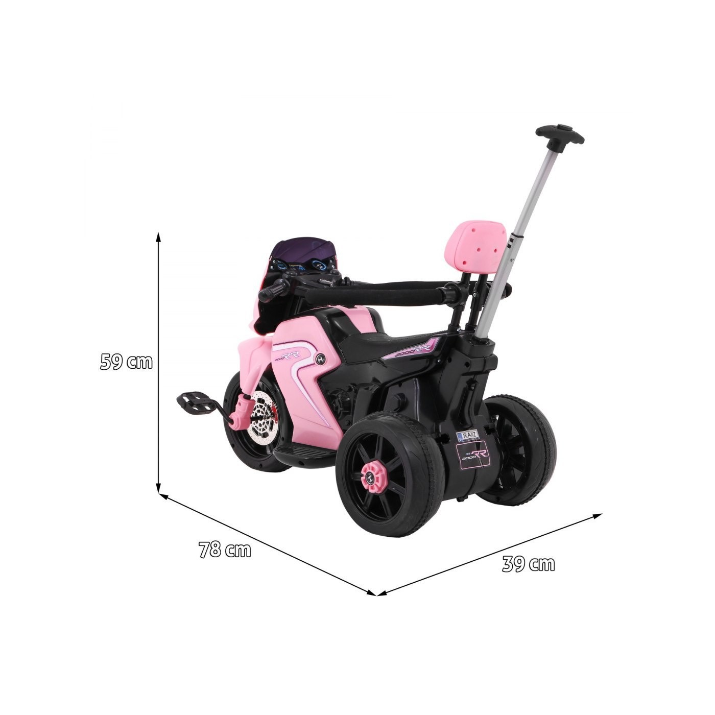 Motorka Bicykel Tlačná rukoväť Ružová