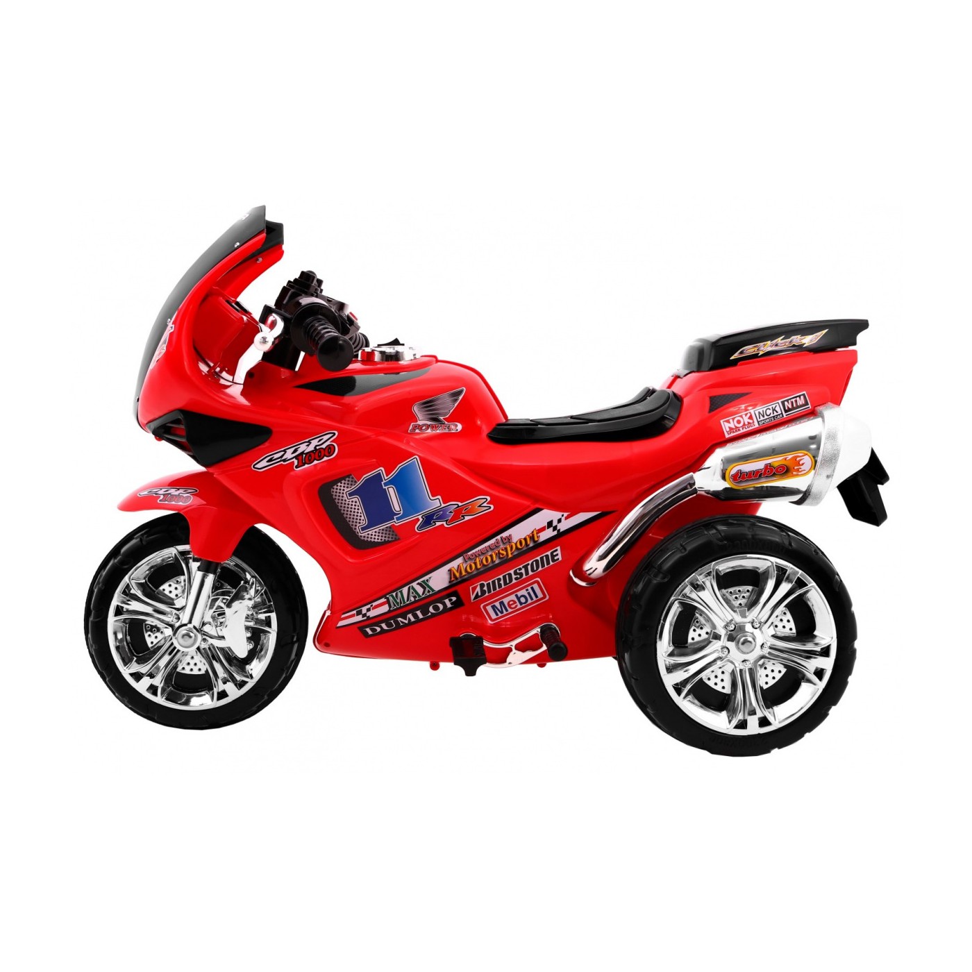 Motorka Trojkolka RR1000 elektrická pre deti Červená + Zvončeky + Svetlá + Úložný priestor