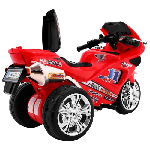 Motorka Trojkolka RR1000 elektrická pre deti Červená + Zvončeky + Svetlá + Úložný priestor