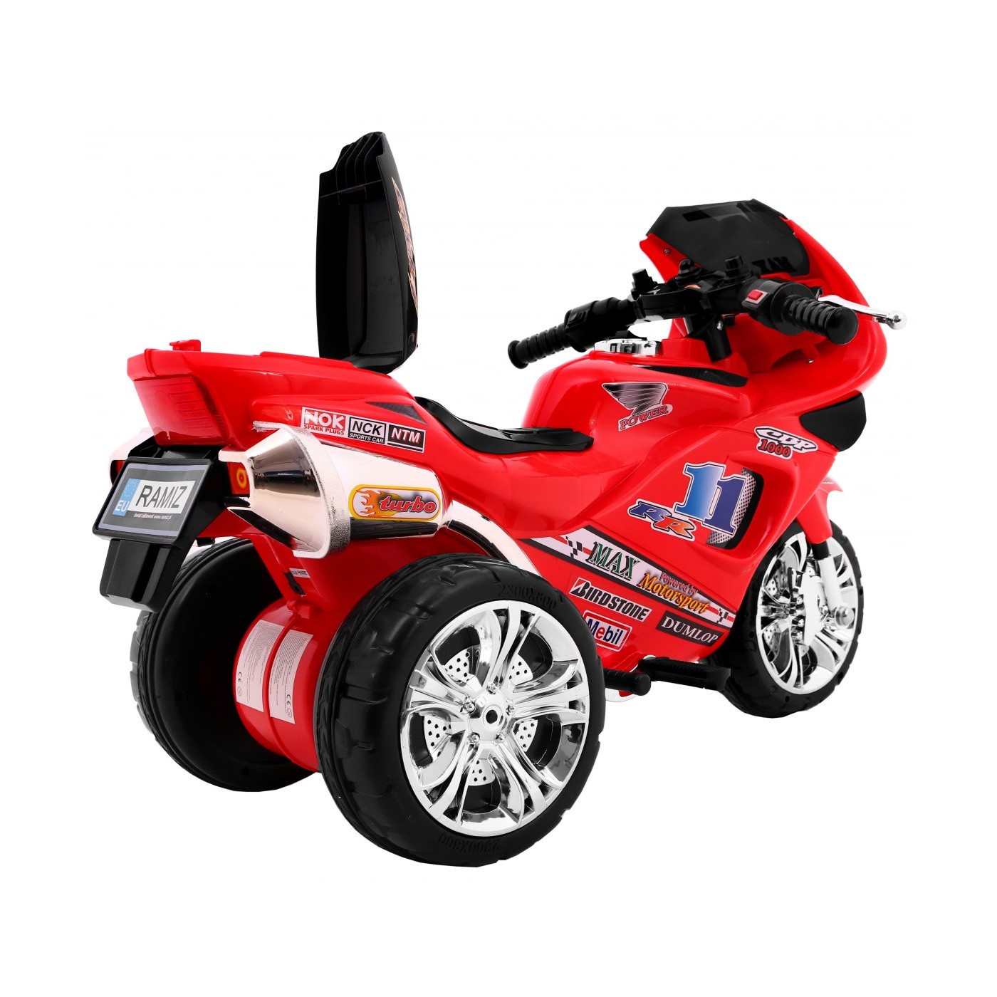 Motorka Trojkolka RR1000 elektrická pre deti Červená + Zvončeky + Svetlá + Úložný priestor