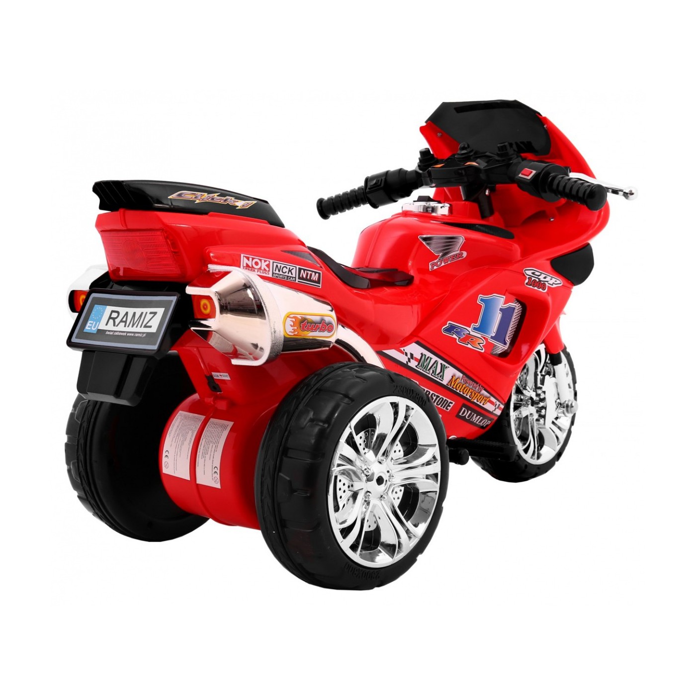 Motorka Trojkolka RR1000 elektrická pre deti Červená + Zvončeky + Svetlá + Úložný priestor