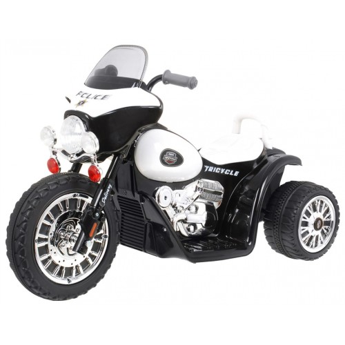 Motorka Chopper na batériu pre deti Čierny + 3 kolesá + Zvuky + Svetlá LED