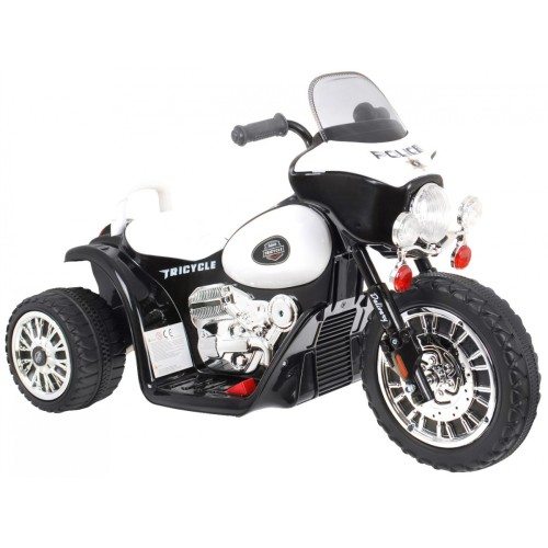 Motorka Chopper na batériu pre deti Čierny + 3 kolesá + Zvuky + Svetlá LED