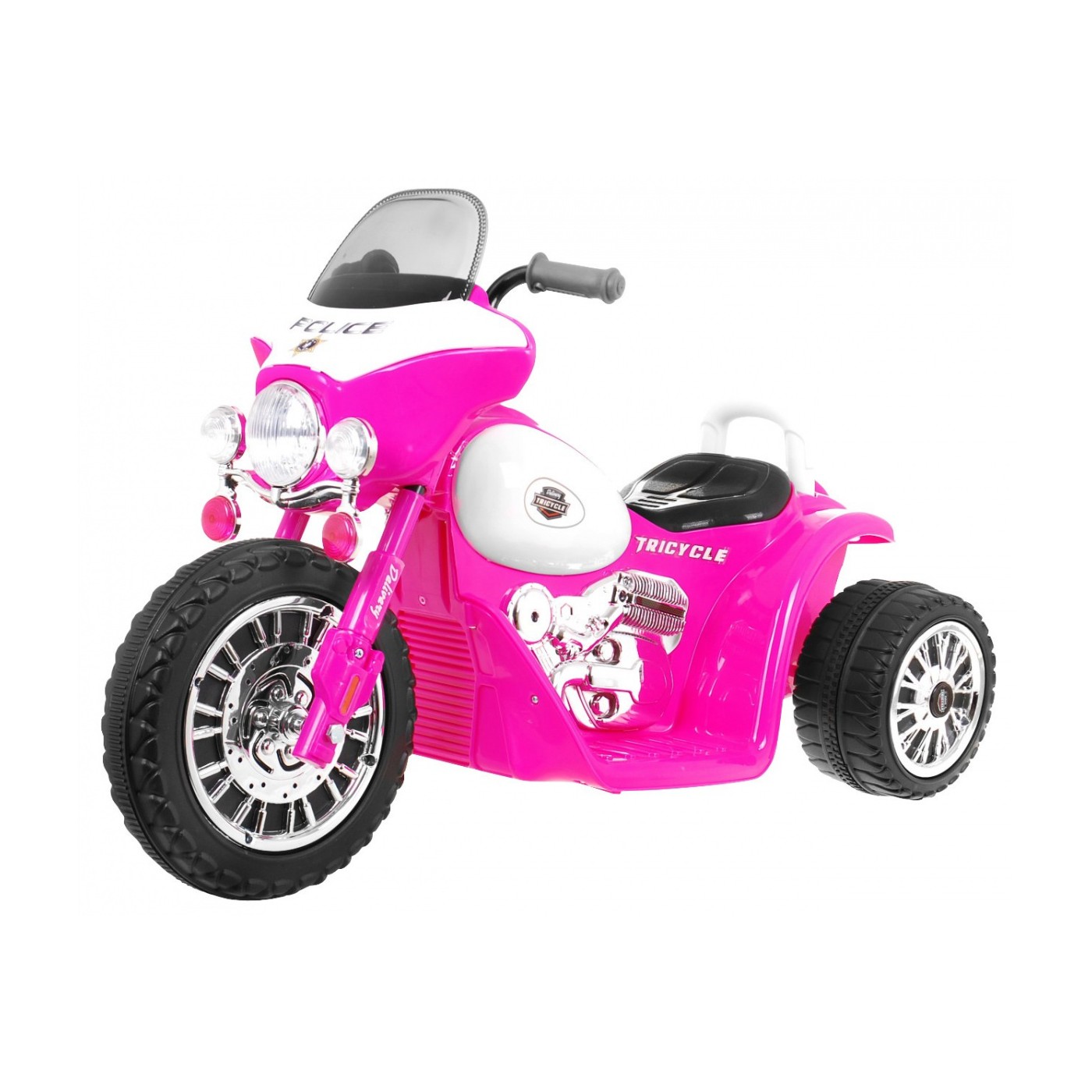 Motorka Chopper na batériu pre deti Ružový + 3 kolesá + Zvuky + Svetlá LED