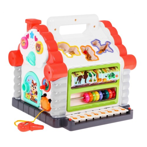 Interaktívny Domček senzorický pre deti 18m+ Hračka pre raný vývoj + Triedič tvarov + Pianíno + Počítadlo