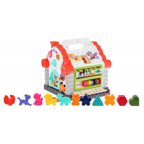 Interaktívny Domček senzorický pre deti 18m+ Hračka pre raný vývoj + Triedič tvarov + Pianíno + Počítadlo