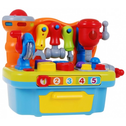 Viacfunkčná Senzorická dielňa pre deti 18m+ Hrkálka + Triedič tvarov + Zvuky Svetlá