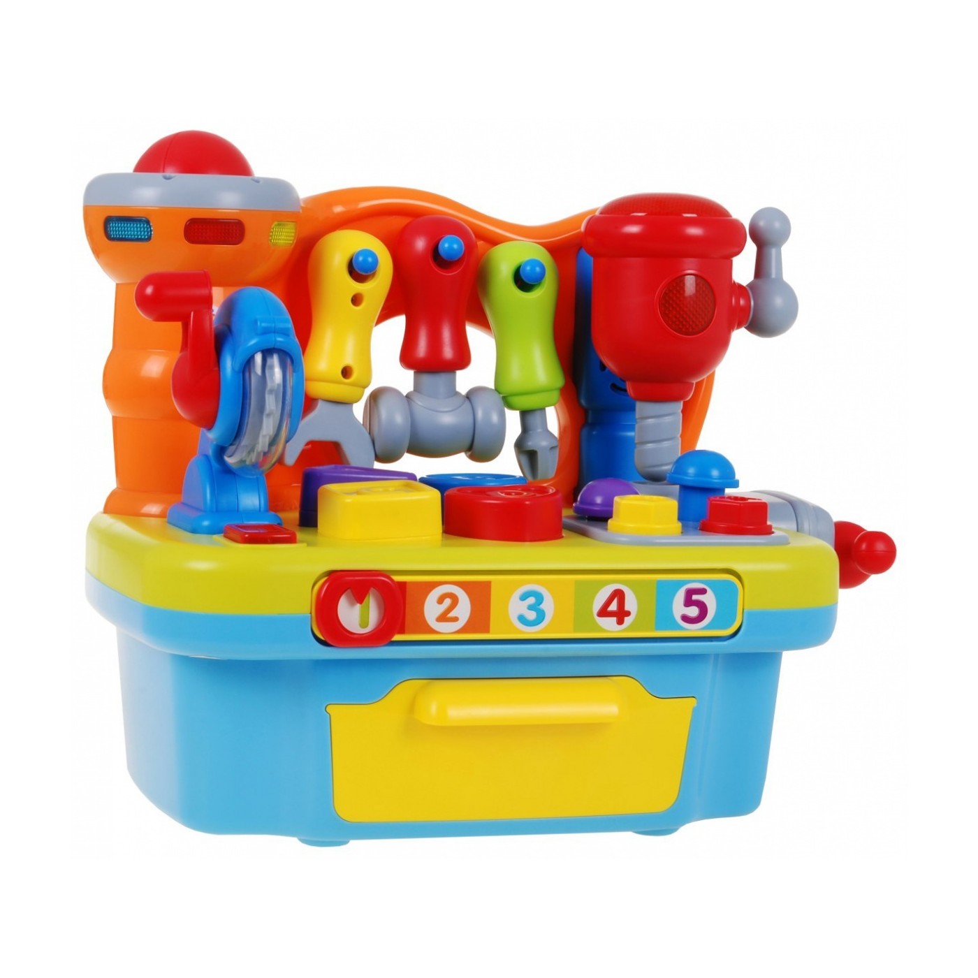 Viacfunkčná Senzorická dielňa pre deti 18m+ Hrkálka + Triedič tvarov + Zvuky Svetlá