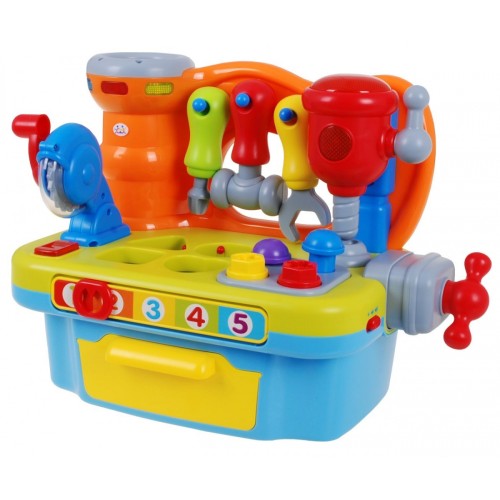 Viacfunkčná Senzorická dielňa pre deti 18m+ Hrkálka + Triedič tvarov + Zvuky Svetlá