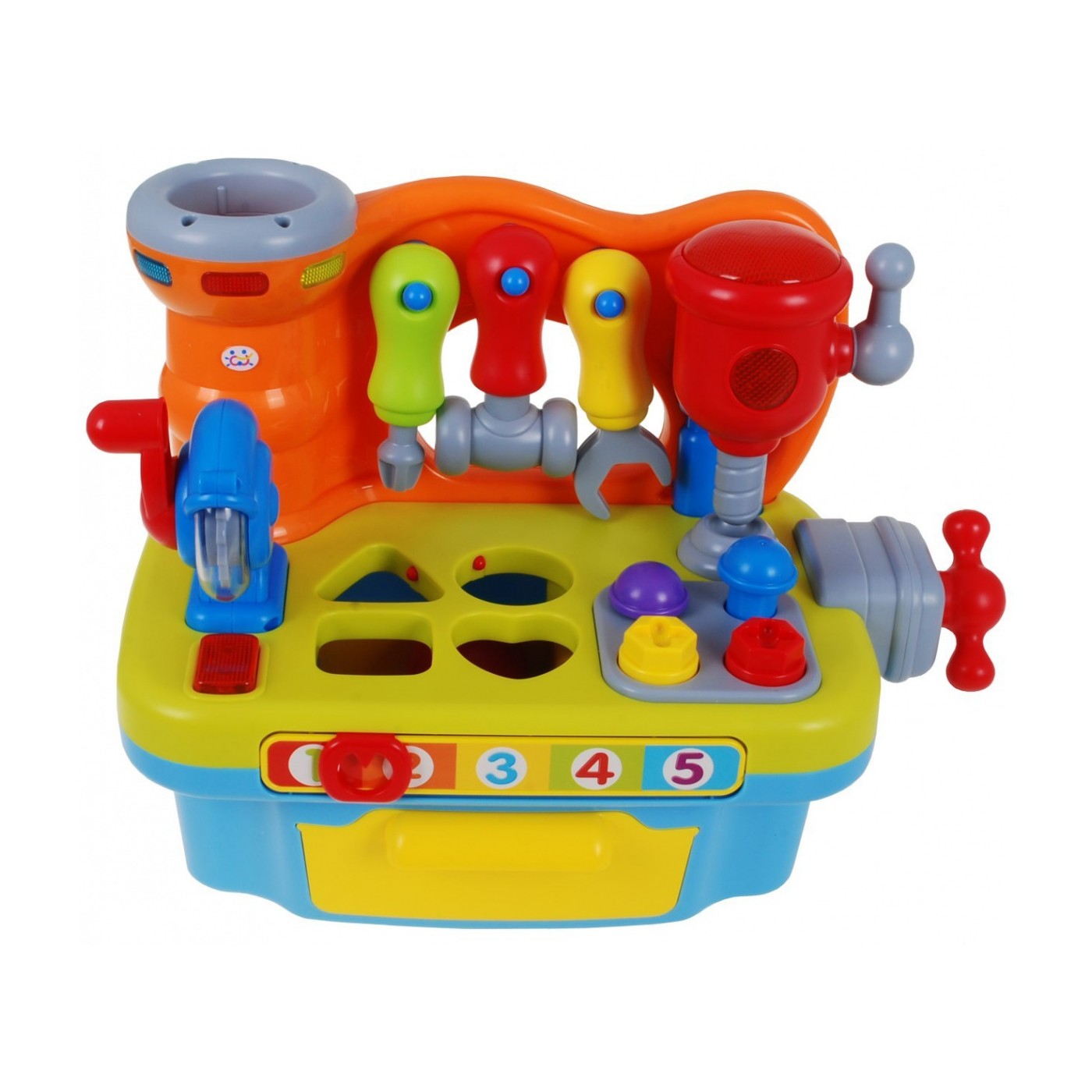 Viacfunkčná Senzorická dielňa pre deti 18m+ Hrkálka + Triedič tvarov + Zvuky Svetlá