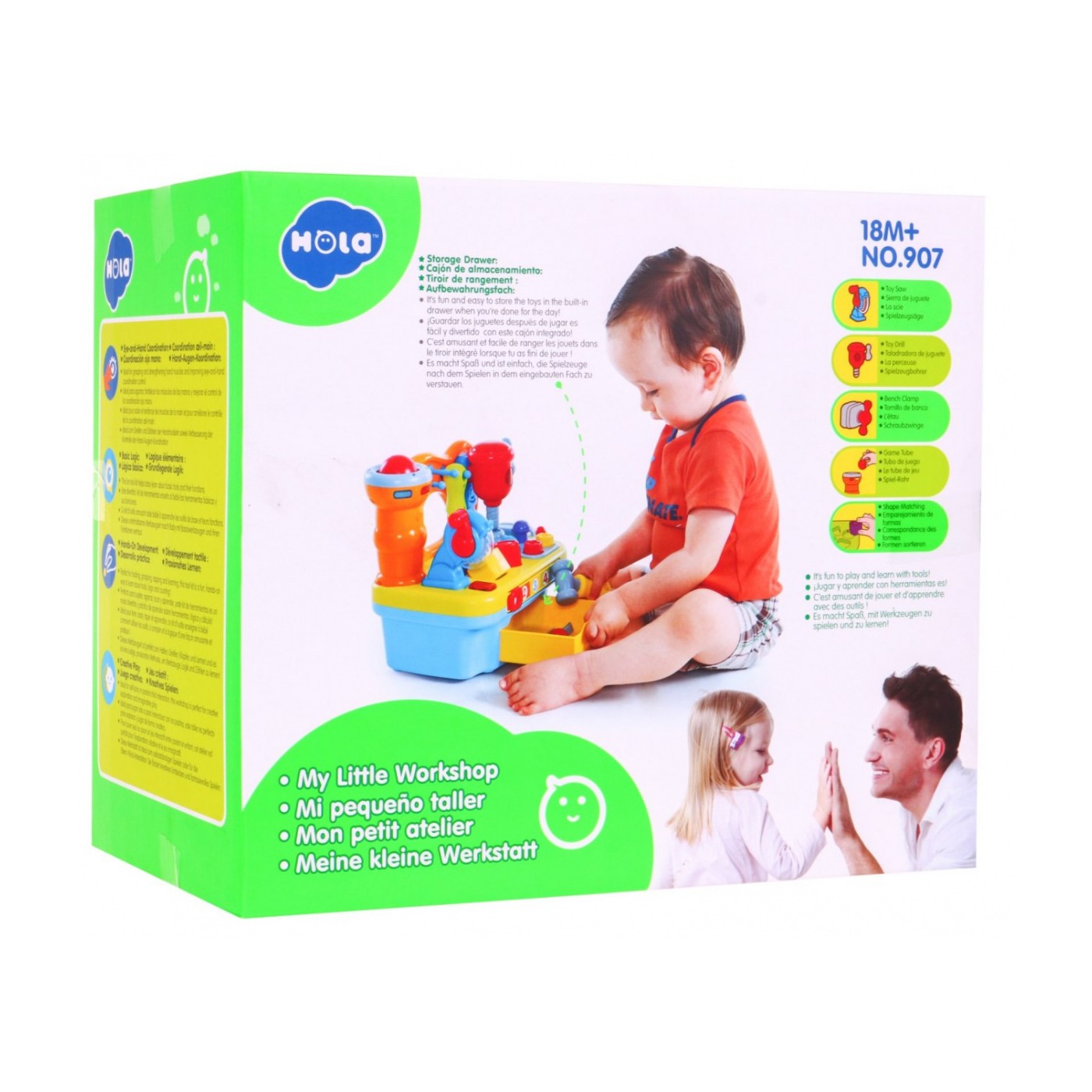 Viacfunkčná Senzorická dielňa pre deti 18m+ Hrkálka + Triedič tvarov + Zvuky Svetlá