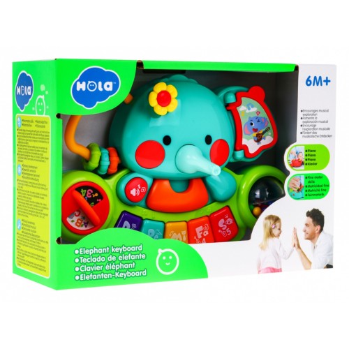 Interaktívny sloník s mini klávesnicou pre deti 6m+ Hudobná hračka + Hrkálka