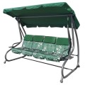 Veľká Záhradná hojdačka 4-os. Zelené Motýle + Textil + Strecha + Nastaviteľné sedadlo + 4 Vankúše