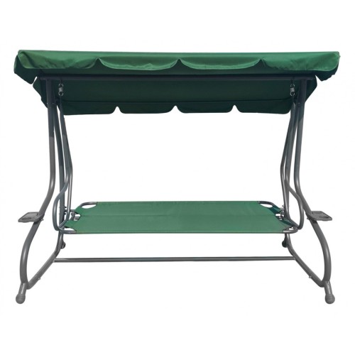 Veľká Záhradná hojdačka 4-os. Zelené Motýle + Textil + Strecha + Nastaviteľné sedadlo + 4 Vankúše