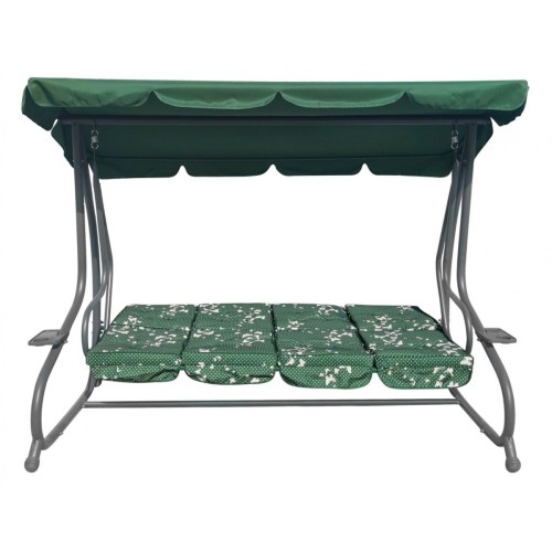Veľká Záhradná hojdačka 4-os. Zelené Motýle + Textil + Strecha + Nastaviteľné sedadlo + 4 Vankúše