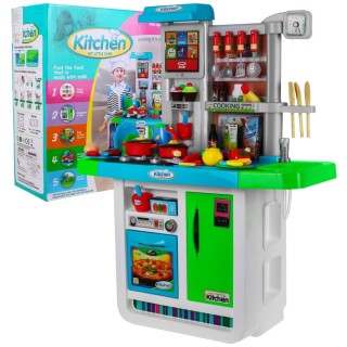 Obrovská modrá Kuchyňa pre deti 3+ Interaktívne horáky + kohútik s vodou + Zvukový panel + Príslušenstvo